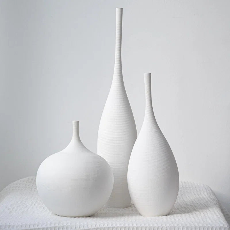 m minimalist to eclectic.Ceramic Vase, Modern Boho Flower Vase, Decorative Aesthetic Vases For Living Room Table Shelf Home Decor Gift,(White/3 PCS)