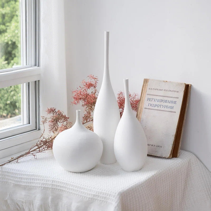 m minimalist to eclectic.Ceramic Vase, Modern Boho Flower Vase, Decorative Aesthetic Vases For Living Room Table Shelf Home Decor Gift,(White/3 PCS)