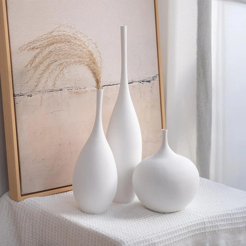 m minimalist to eclectic.Ceramic Vase, Modern Boho Flower Vase, Decorative Aesthetic Vases For Living Room Table Shelf Home Decor Gift,(White/3 PCS)