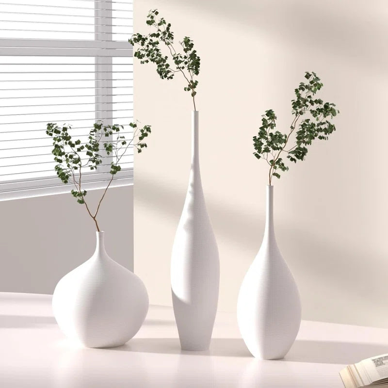 m minimalist to eclectic.Ceramic Vase, Modern Boho Flower Vase, Decorative Aesthetic Vases For Living Room Table Shelf Home Decor Gift,(White/3 PCS)