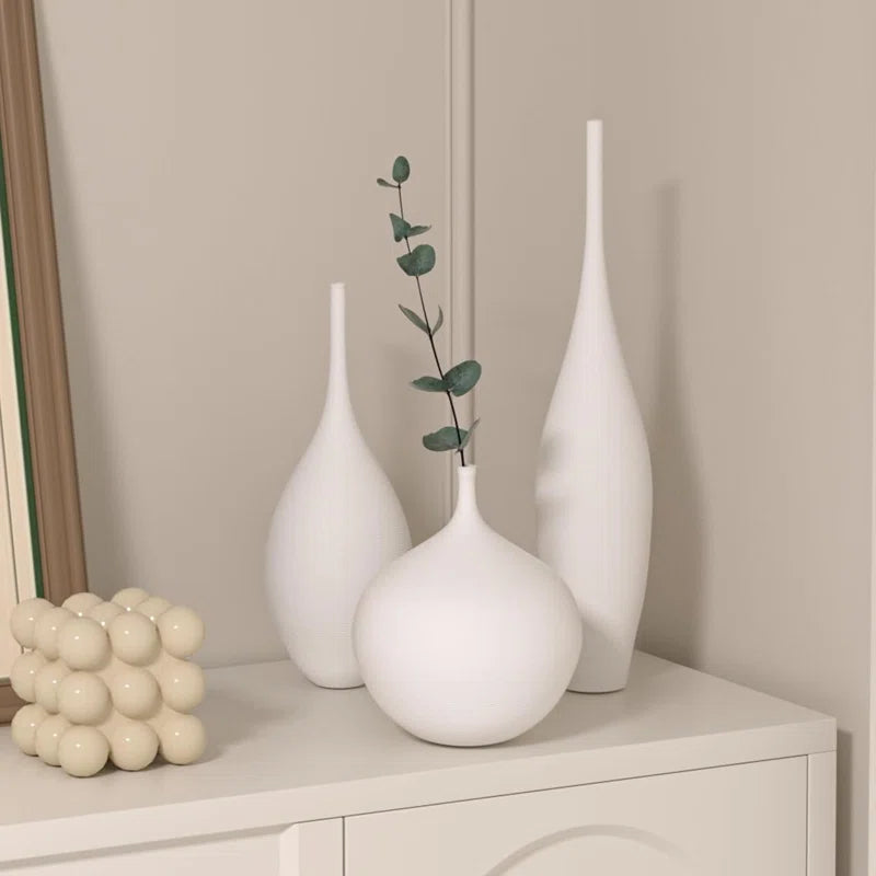 m minimalist to eclectic.Ceramic Vase, Modern Boho Flower Vase, Decorative Aesthetic Vases For Living Room Table Shelf Home Decor Gift,(White/3 PCS)