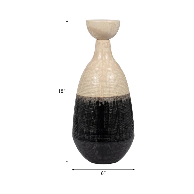 Elegant Two-Tone Ceramic Jar with Lid for Home Decor – Versatile Accent Decor for Shelf Accent, Console Styling, or Table Decor