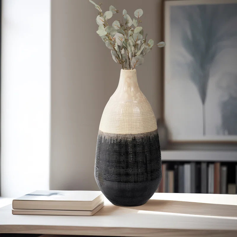 Elegant Two-Tone Ceramic Jar with Lid for Home Decor – Versatile Accent Decor for Shelf Accent, Console Styling, or Table Decor